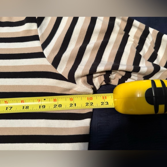 White Stag XL (16/18) white, tan, and black striped 3/4 sleeve top - Picture 8 of 8